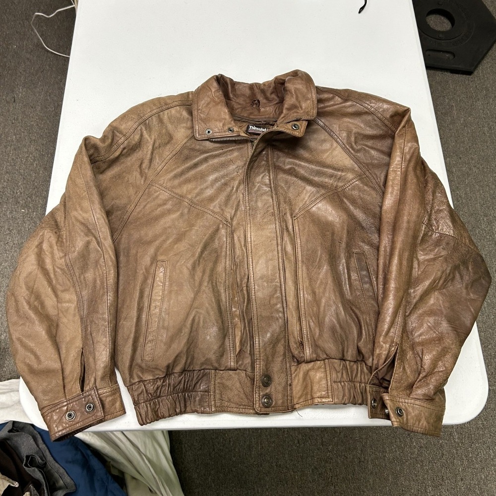 Adventure Bound Leather Bomber Jacket Mens S Brown Thinsulate Aviator Wilsons